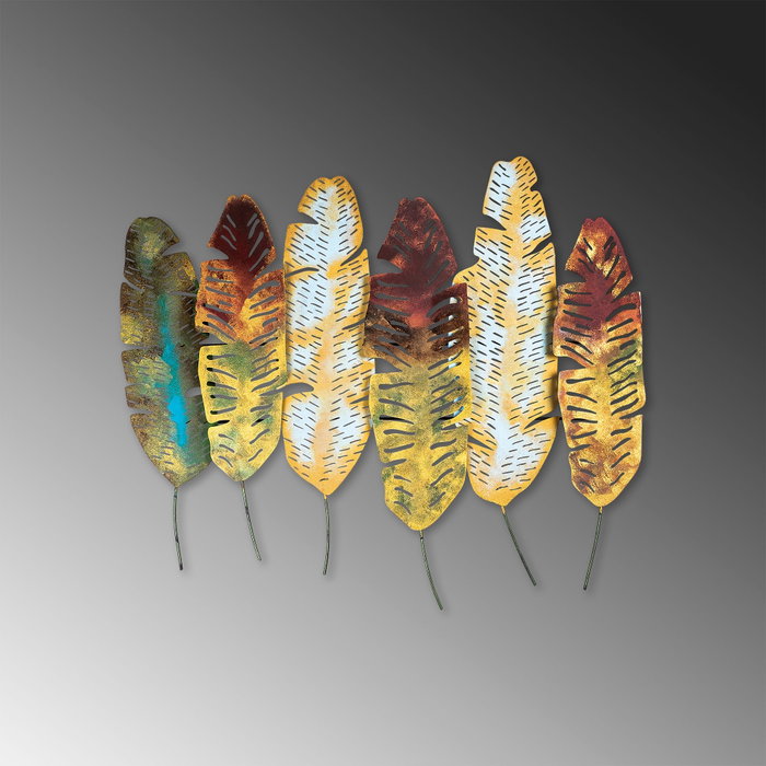 Wallity Leaves v11 Escultura de pared de metal multicolor